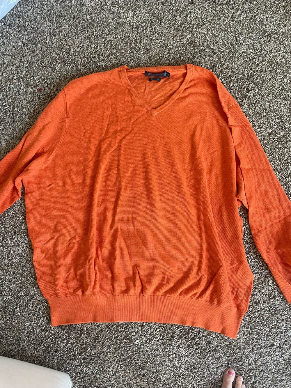 Polo by Ralph Lauren Men's V-Neck Orange Sweater
